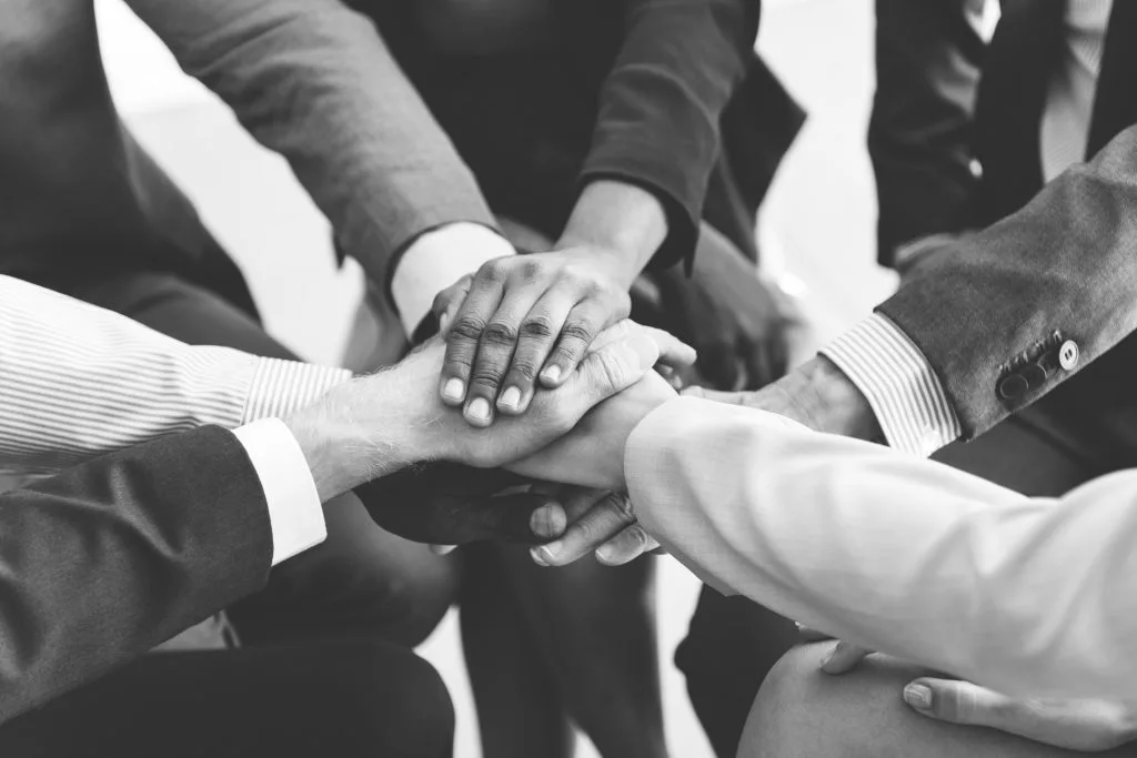 business team stack hands support concept